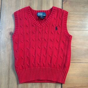 Polo by Ralph Lauren Red Cable Knit Vest